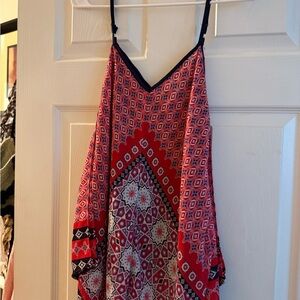 Red Bohemian Printed Spaghetti Strap tank top